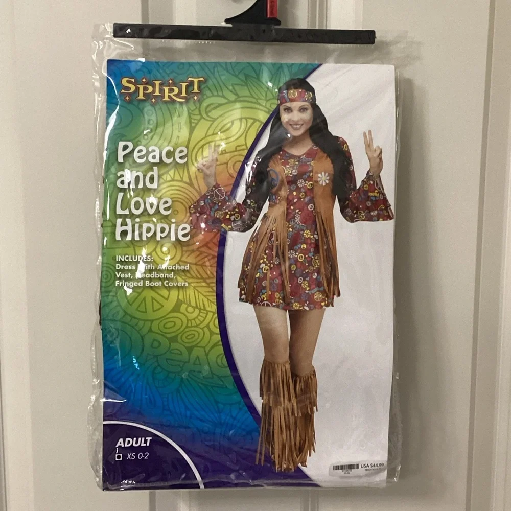 Spirit Peace and Love Hippie Costume with Fringe Women’s XSmall - Picture 1 of 5
